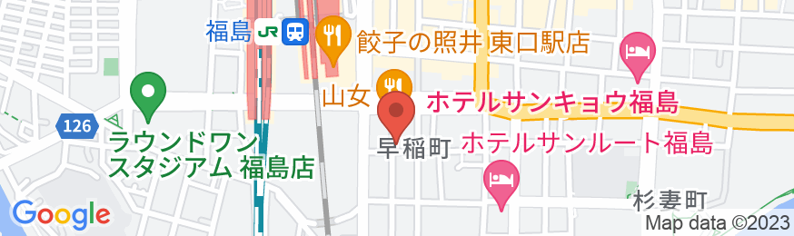 福島駅東口から徒歩3分 ホテル板倉の地図