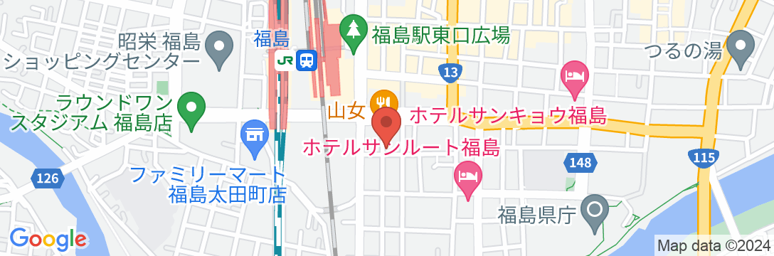 福島駅東口から徒歩3分 ホテル板倉の地図