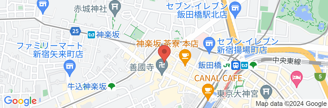 神楽坂レトロなBARとホテルの地図