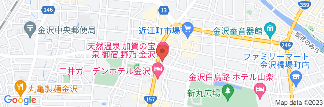 天然温泉 加賀の宝泉 御宿野乃 金沢(ドーミーイン・野乃 グループ)の地図