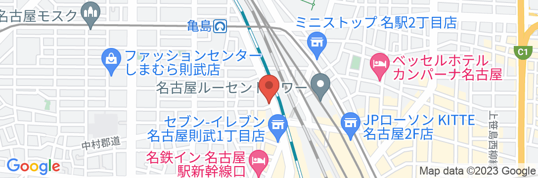 天然温泉 名城金鯱の湯 スーパーホテル名古屋天然温泉 新幹線口の地図