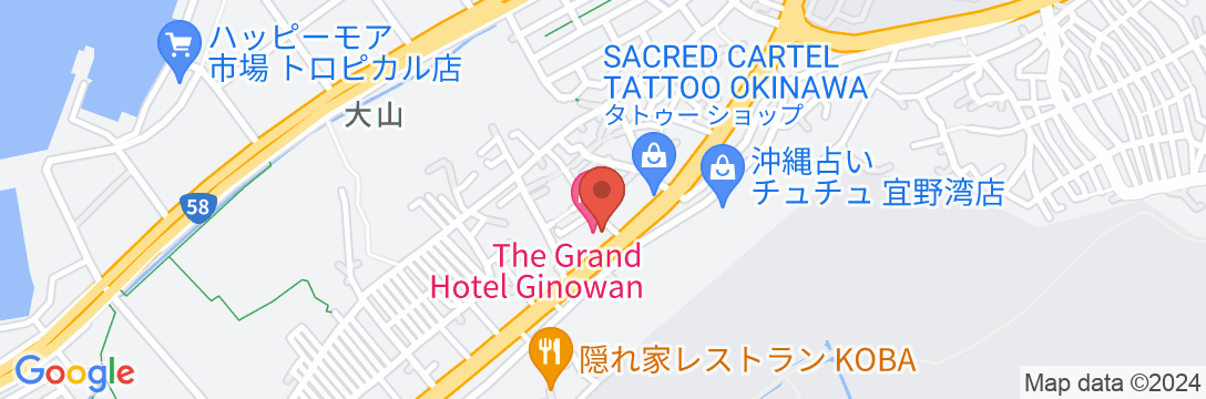 THE GRAND HOTEL GINOWAN オーシャン&シティビューの新しい沖縄のホテルの地図