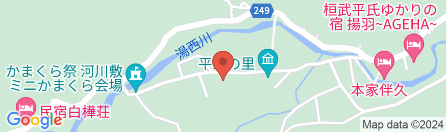 亀の井ホテル 日光湯西川の地図