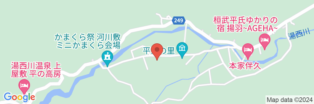 亀の井ホテル 日光湯西川の地図