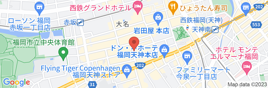 ランプライトブックスホテル福岡の地図
