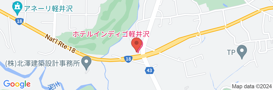 ホテルインディゴ軽井沢の地図