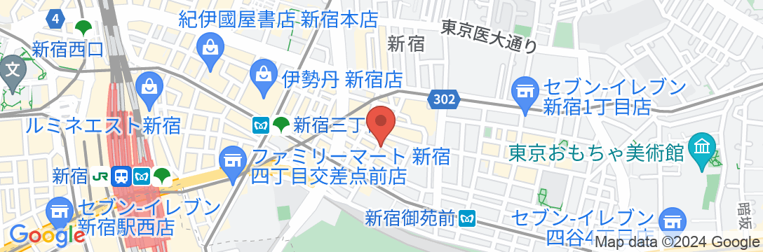 ナインアワーズウーマン新宿の地図