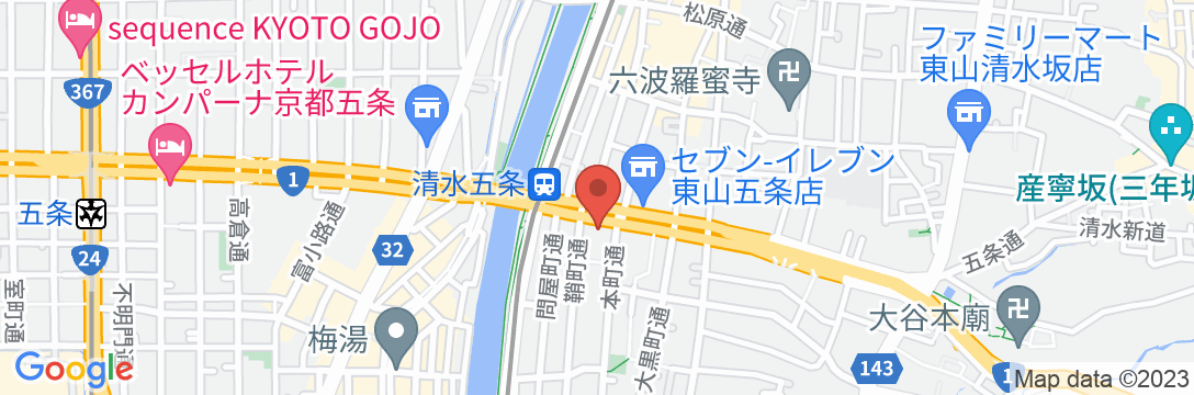 ダブルツリーbyヒルトン京都東山の地図