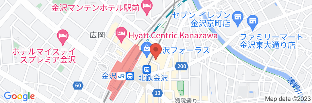 スマイルホテルプレミアム金沢東口駅前の地図