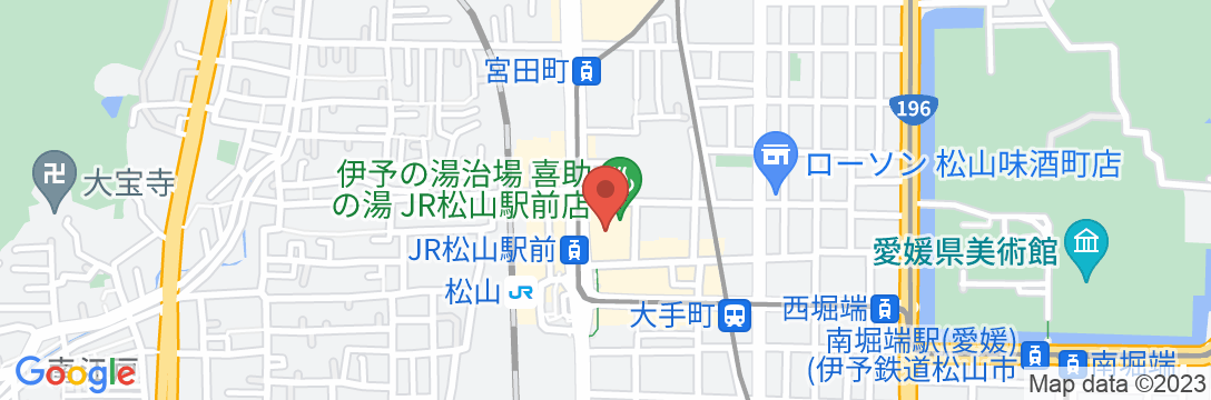 サウナ&スパホテル 喜助の宿 松山駅前店(2024年3月4日オープン)の地図