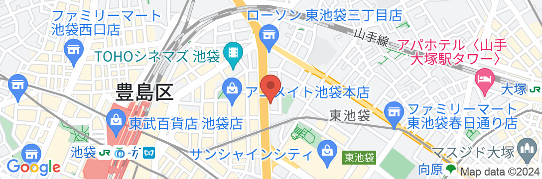ホテルルートイン東京池袋の地図
