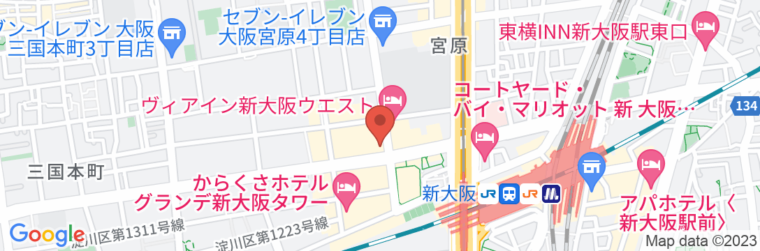 ホテル メルパルク大阪の地図
