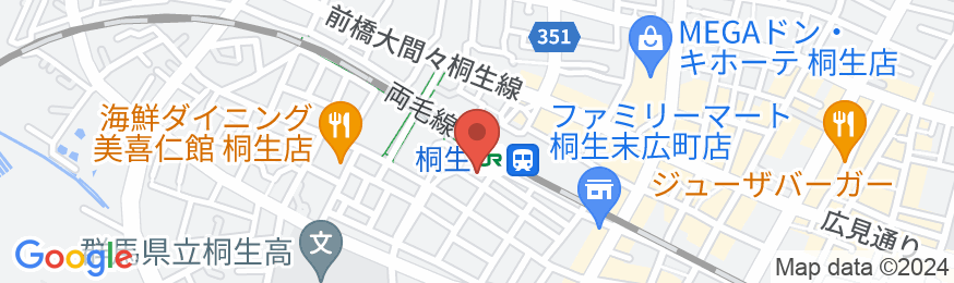 庭の、桐生エースホテルの地図