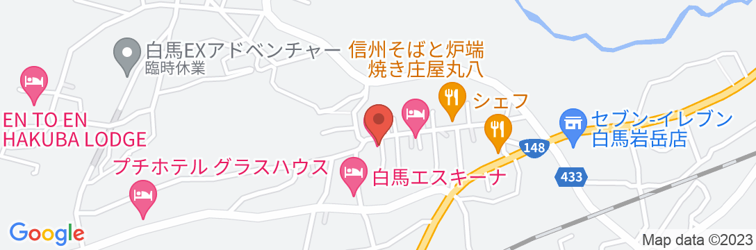 白馬姫川温泉 ホテル ラ・モンターニュ・フルハタの地図