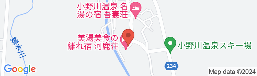 美湯美食の離れ宿 小野川温泉 河鹿荘の地図
