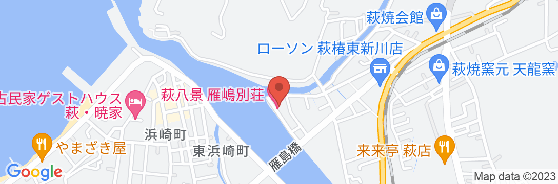 萩温泉郷 萩八景 雁嶋別荘の地図
