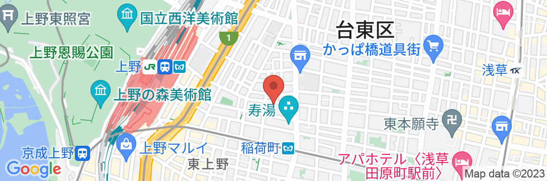 ホテルマイステイズ上野入谷口の地図