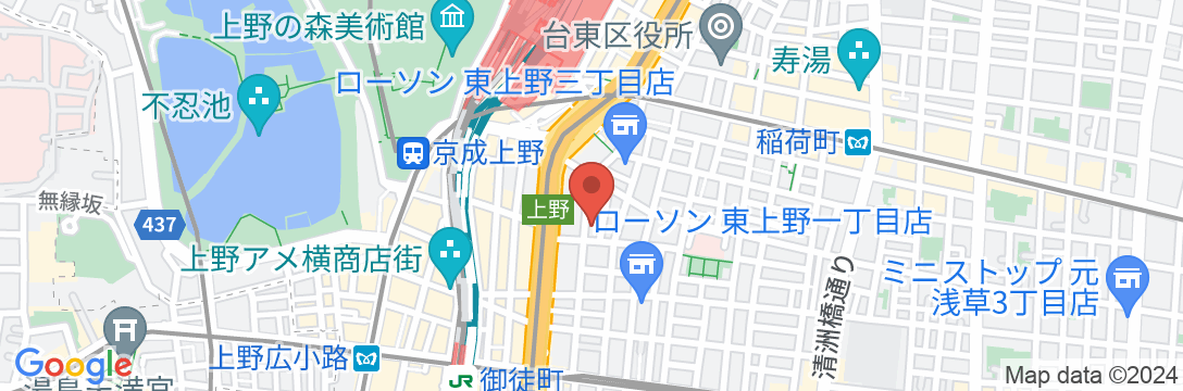 ホテルサンターガス 上野店の地図