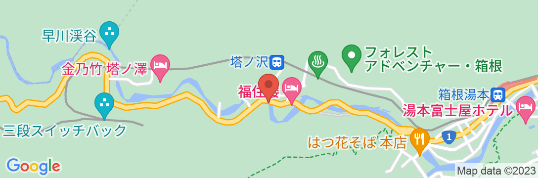 塔之沢温泉 元湯 環翠楼の地図
