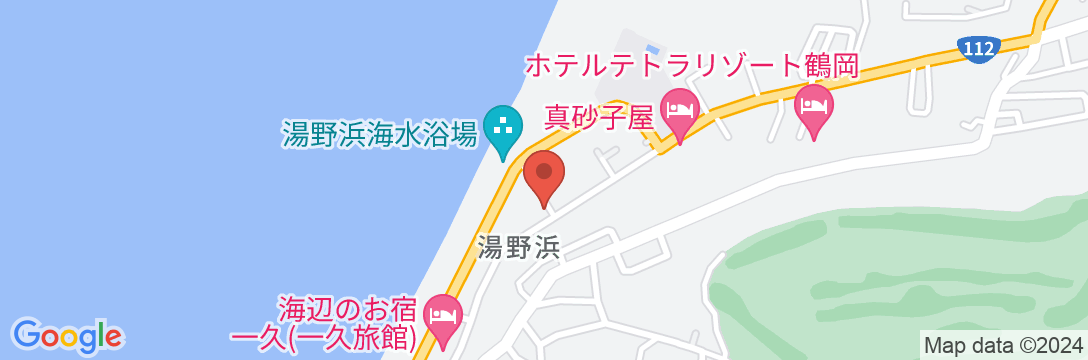 湯野浜温泉 源泉付客室 浜泉荘の地図