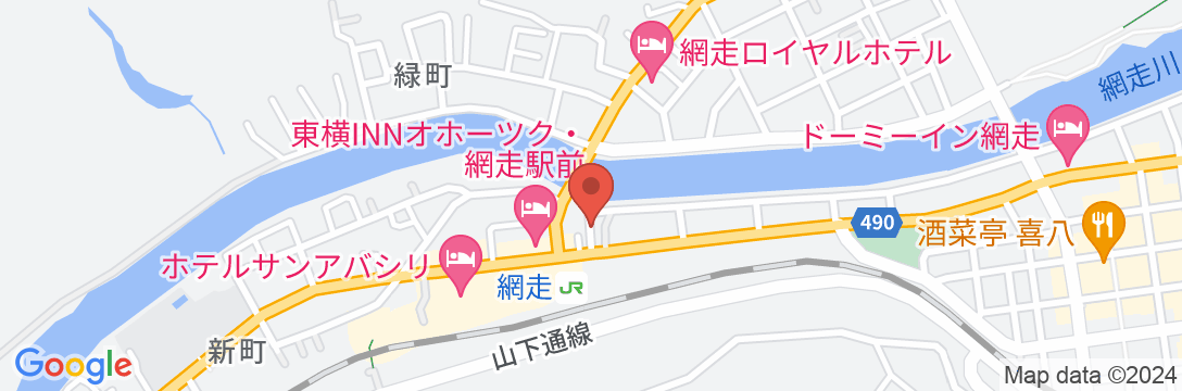 ホテルルートイン網走駅前の地図