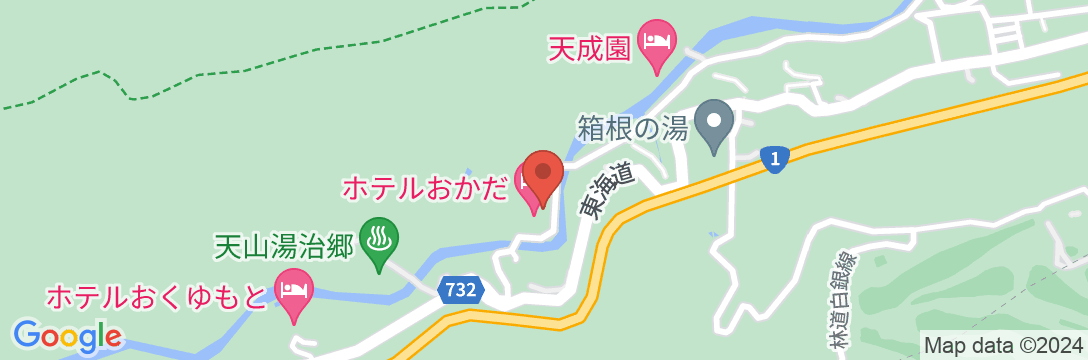 箱根湯本温泉 箱根の森 おかだの地図