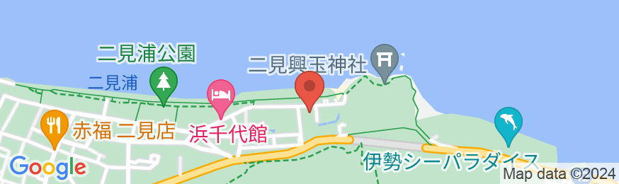伊勢志摩 みそぎの町二見浦の 塩結びの宿 岩戸館の地図