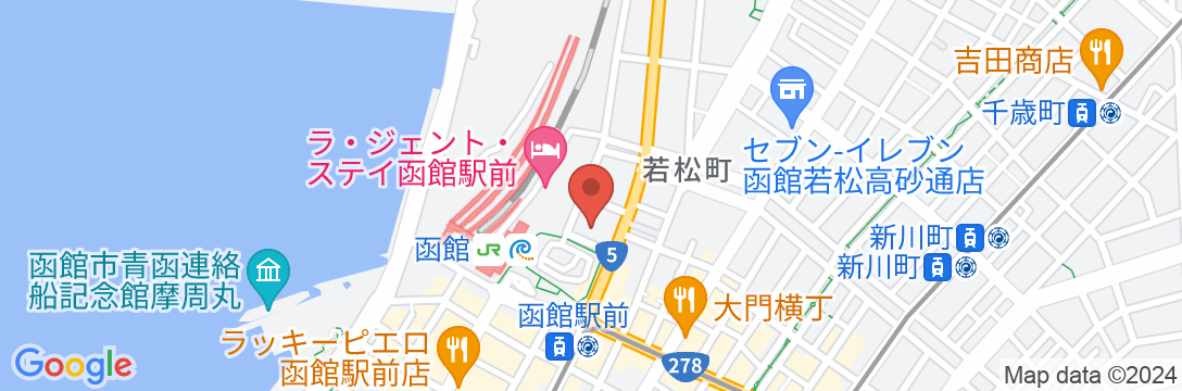 函館天然温泉ルートイングランティア函館駅前の地図