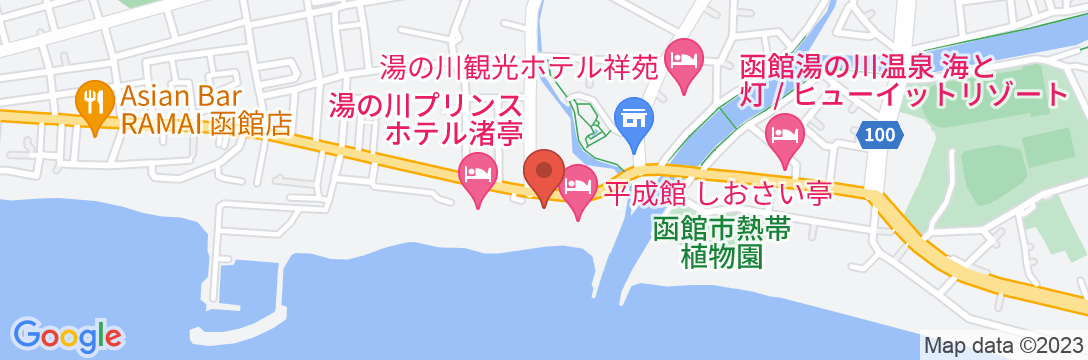 湯の川温泉 湯の浜ホテルの地図