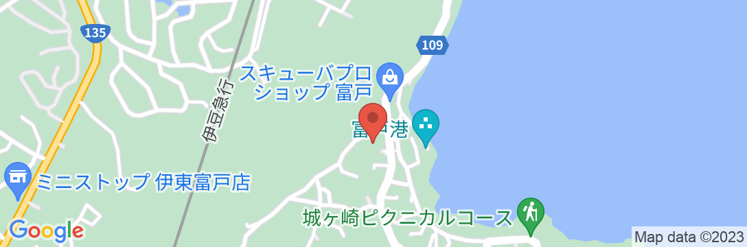 城ヶ崎川上ペンションの地図