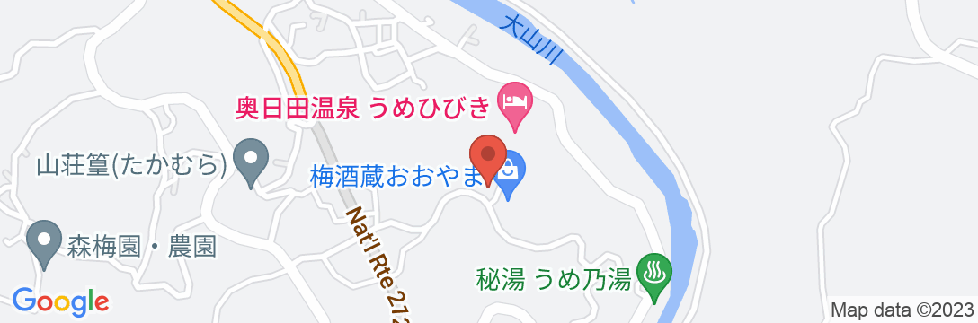 奥日田温泉 うめひびきの地図