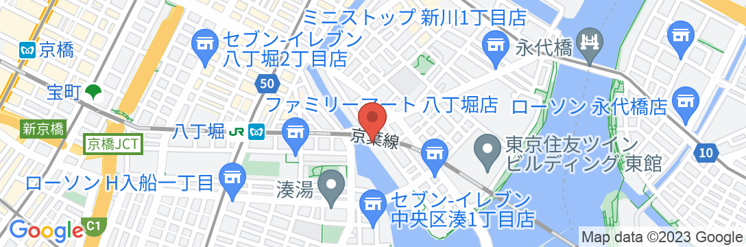 亀島川温泉 新川の湯 ドーミーイン東京八丁堀(ドーミーイン・御宿野乃 ホテルズグループ)の地図