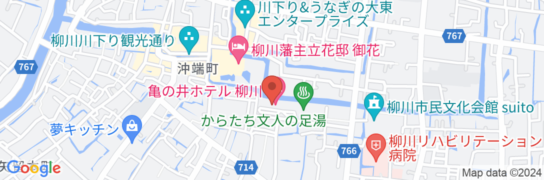 亀の井ホテル 柳川の地図