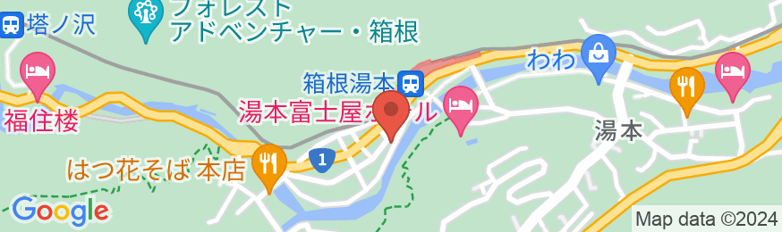 箱根湯本温泉 箱根水明荘の地図