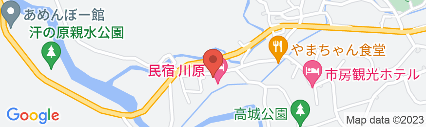 湯山温泉 民宿 川原の地図