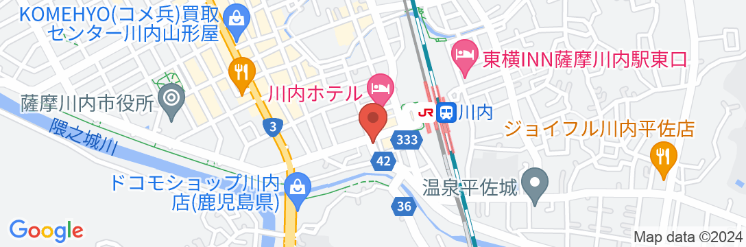 天然温泉 薩摩の湯 スーパーホテル薩摩川内の地図