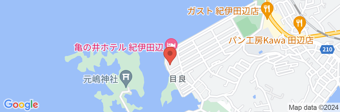 亀の井ホテル 紀伊田辺の地図