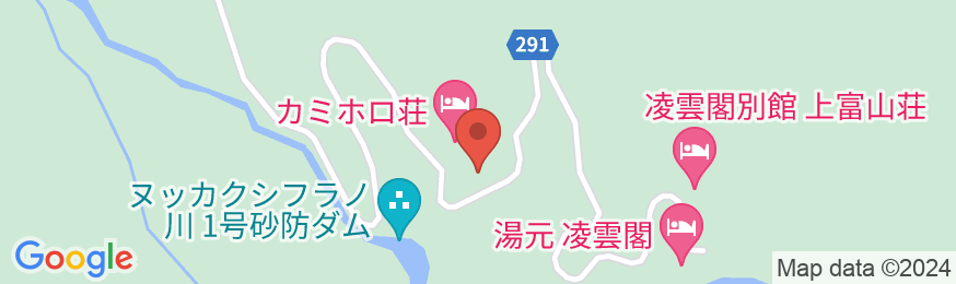 十勝岳温泉 カミホロ荘の地図