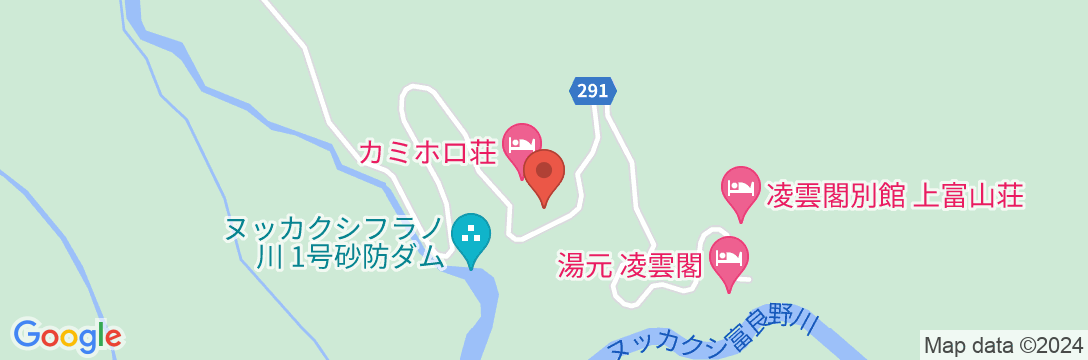 十勝岳温泉 カミホロ荘の地図