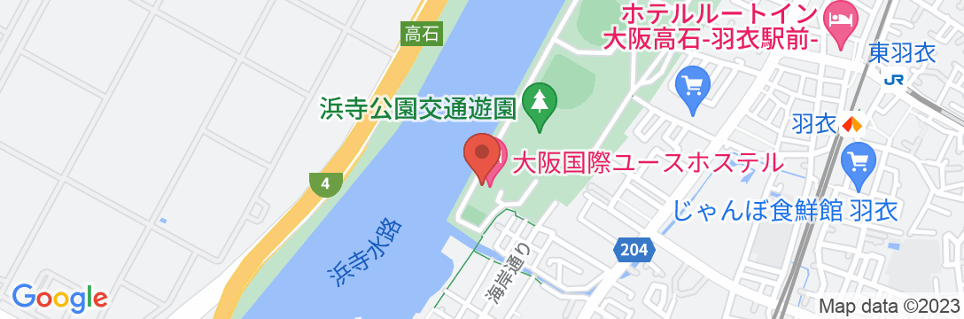 大阪国際ユースホステルの地図