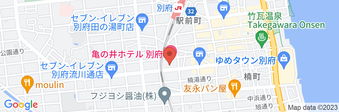 亀の井ホテル 別府の地図