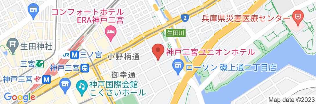 神戸三宮ユニオンホテルの地図