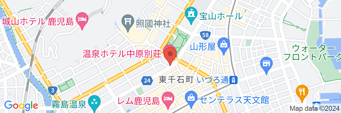 温泉ホテル中原別荘(客室禁煙・耐震改修済)の地図