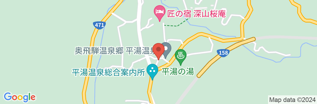 平湯温泉 平田館の地図