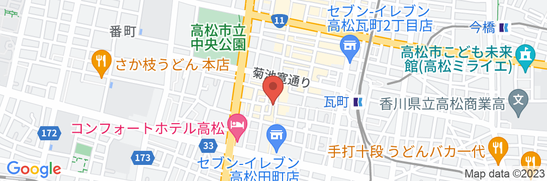 天然温泉 讃岐の湯 スーパーホテル高松・田町の地図