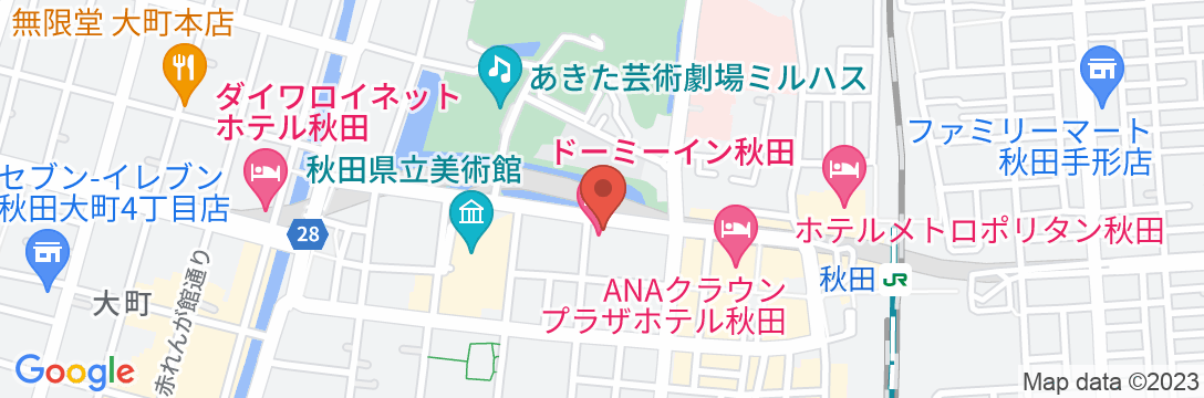 中通温泉 こまちの湯 ドーミーイン秋田(ドーミーイン・御宿野乃 ホテルズグループ)の地図
