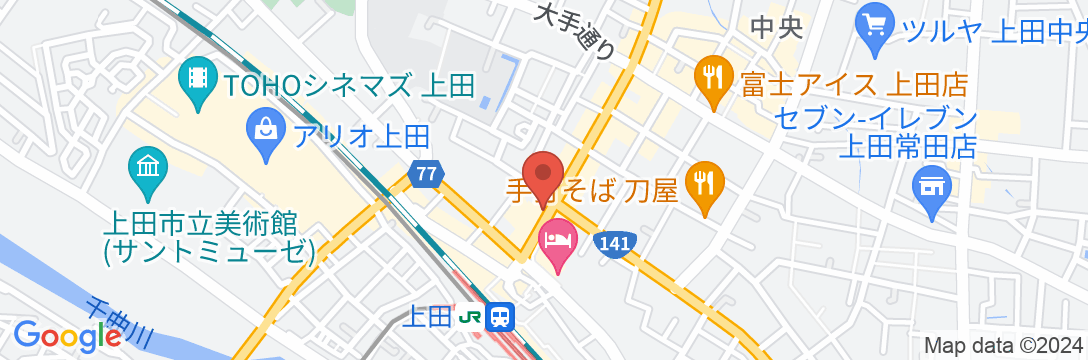上田プラザホテルの地図