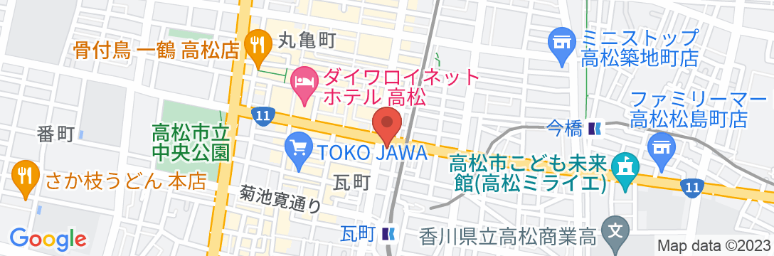 ホテル高松ヒルズ 瓦町駅前(BBHホテルグループ)の地図