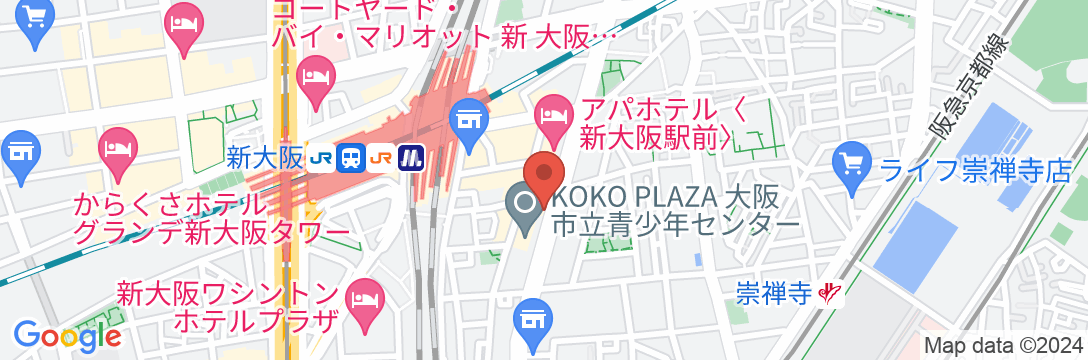 天然温泉 秀吉ゆかりの天下取りの湯 スーパーホテルJR新大阪東口の地図