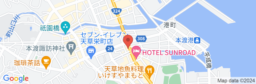 天草プラザホテルの地図